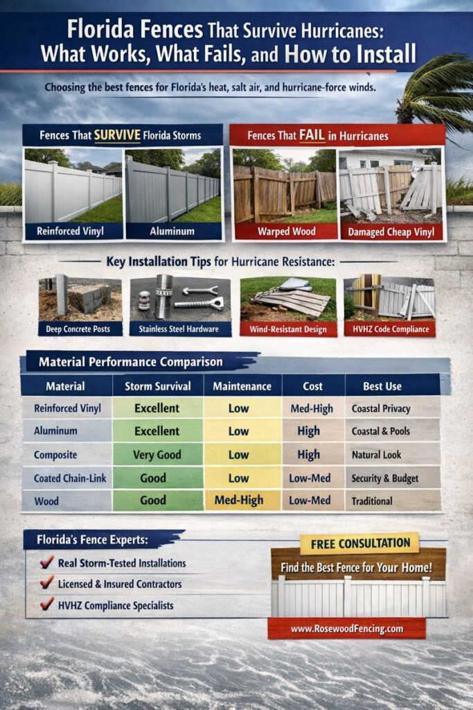 Informational graphics from Rosewood Fencing